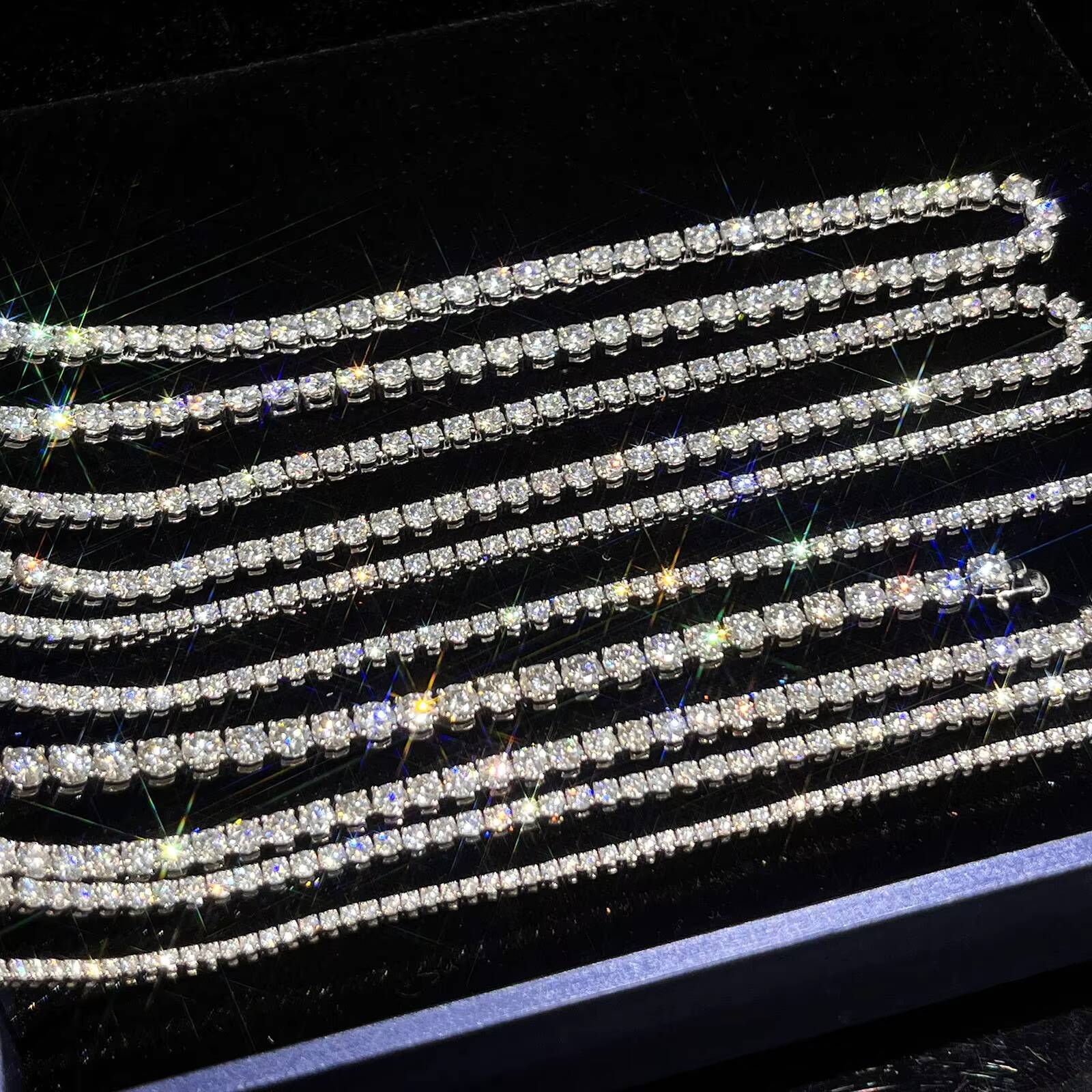 Provence Custom Tennis Chain Width 5mm 925sterling Silver Tennis Necklace DEF VVS Moissanite Diamond Fadeless for Tennis Jewelry