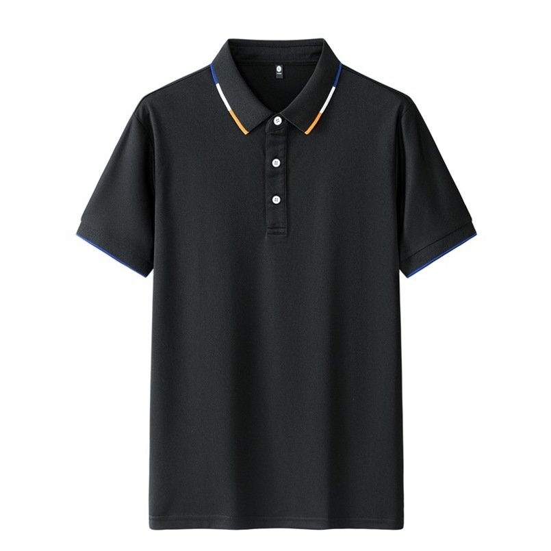 Ice Silk Men's Summer Trend Solid Color Cultural Top Business Short Sleeve T-Shirt Polo Shirt Workwear