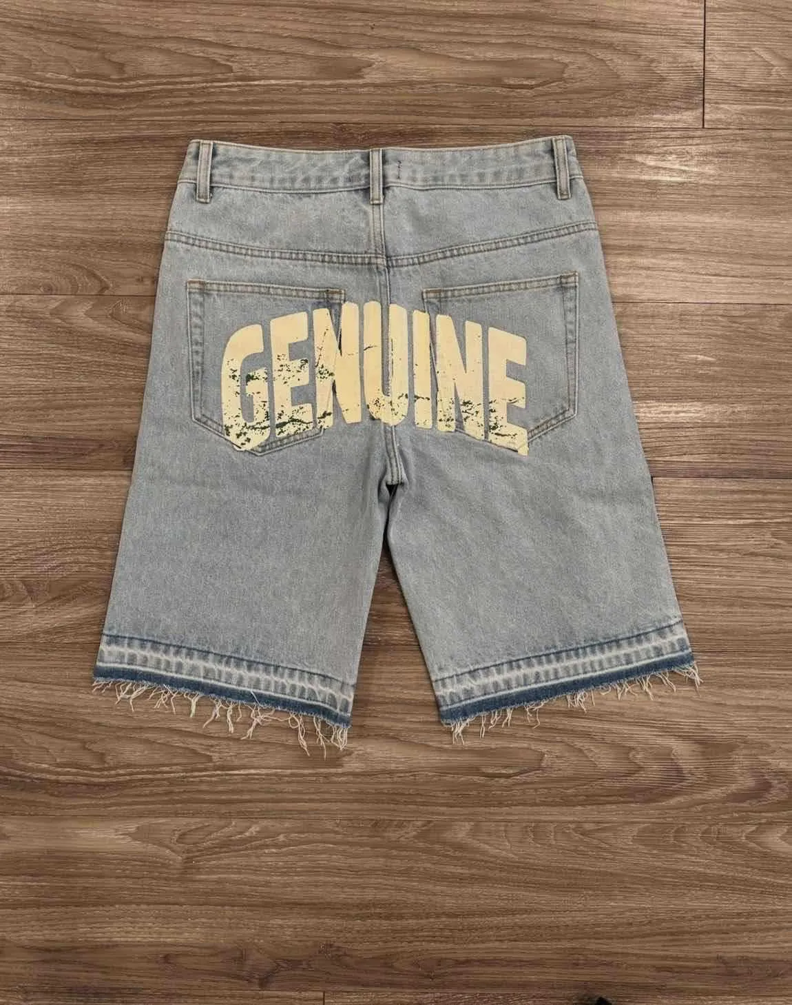 Men's Jeans American Retro Wash High Street Denim Shorts Men Women Straight Wide Legs Distressed Loose Casual Versatile Cropped