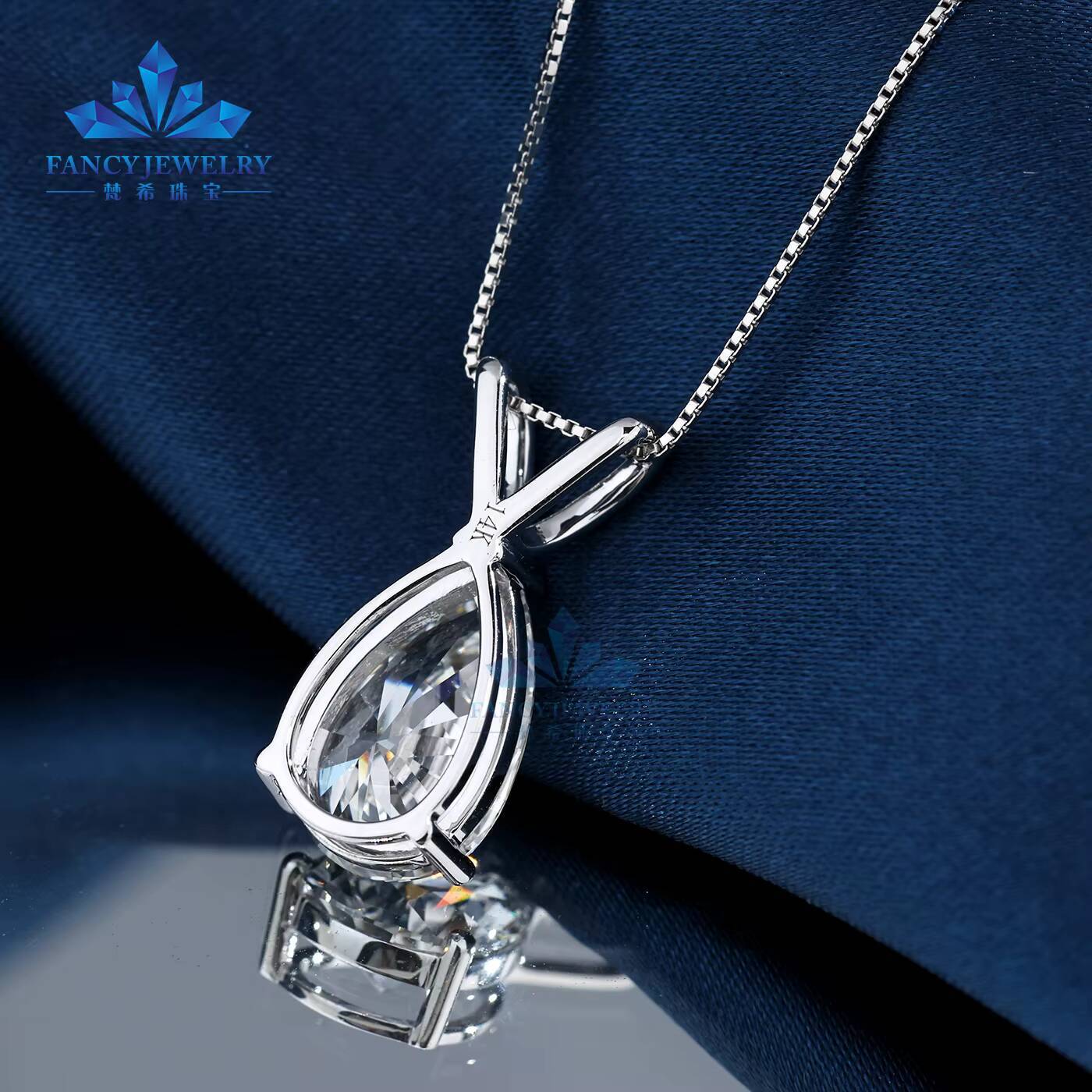 IGI Certificate Custom Pendant 1CT 2CT 3CT 4CT 5CT CVD Lab Grown Diamond VVS VS Pear Cut 10K 14K 18K Gold Fine Pendant Necklaces