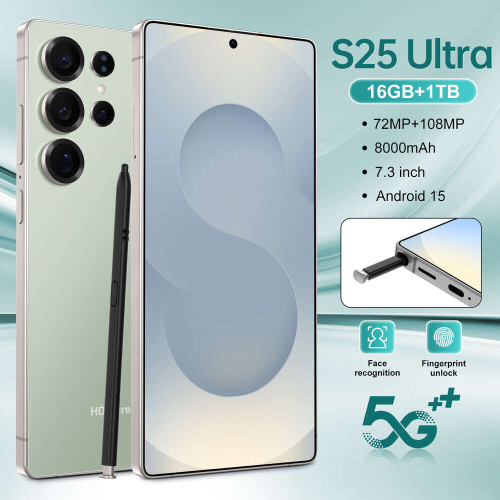 Famous brand cross-border new product S25 Ultra built-in pen Android phone 7.3-inch all-in-one machine 16+1T perforated screen in stock CKS