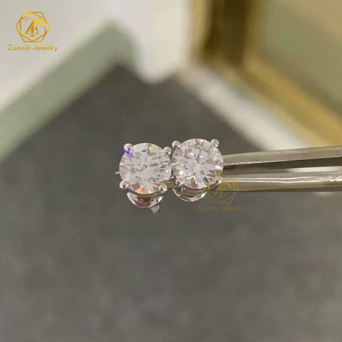 01-4ct Moissanite 3mm 5mm 65mm 10mm D Color 925 Sterling Silver 4 Prong Classic Stud Earrings for Women Men