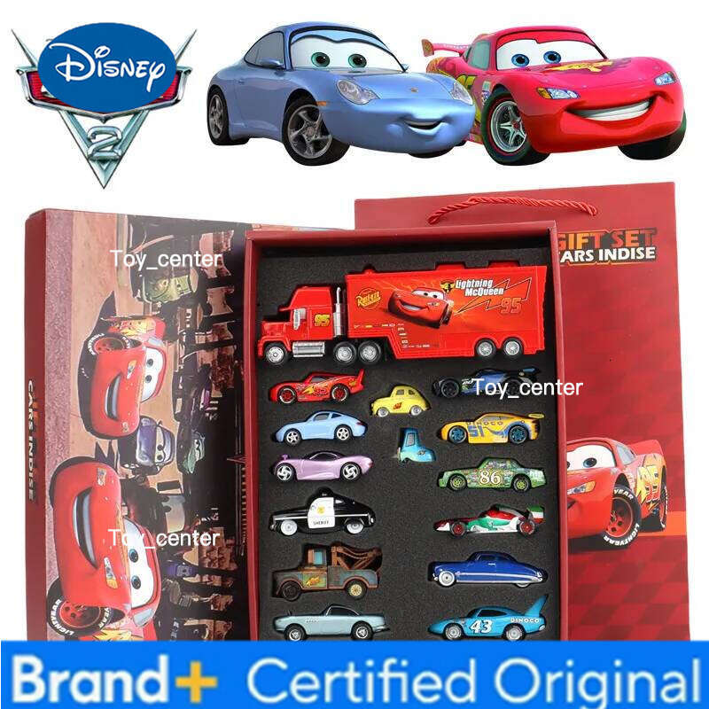 Disney 8/13/15Pcs Pixar Cars Gift Box Metal Diecast Mater lightning McQueen Jackson Uncle Truck Car Model Toy Boy Christmas Toys H260113