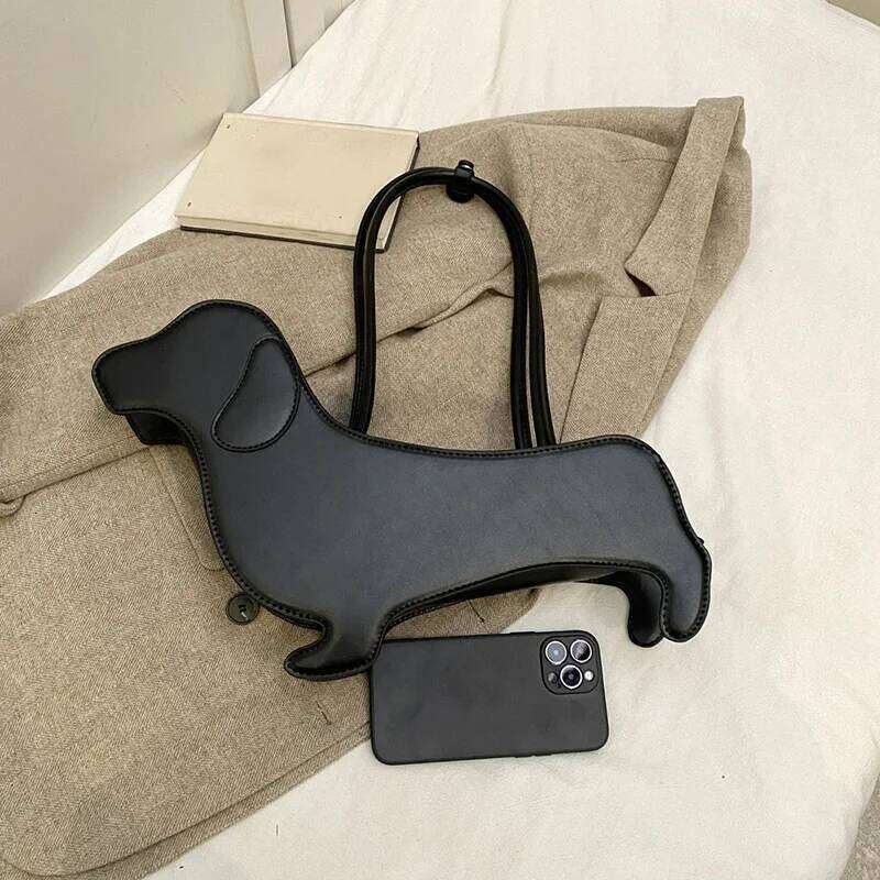 Three-dimensional Dachshund Shoulder PU Leather Retro Handbag Design Underarm For Women Trend Commut Bag