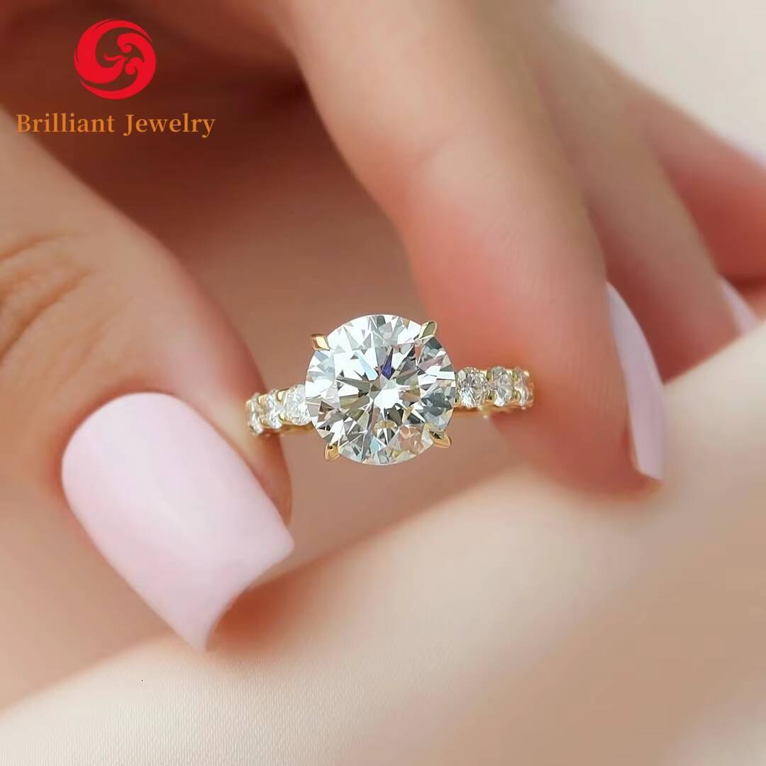 Fine Rings IGI Certified CVD HTHP Lab Grown Diamond D VS1 Round Cut 1-3CT 18K 14K Yellow Gold Wedding Engagement Ring
