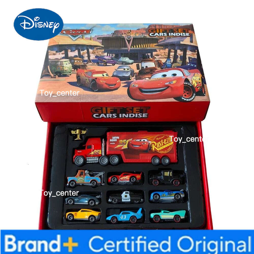 Disney HOT Selling 12Pcs Pixar Cars Gift Box Metal Diecast lightning McQueen Car Model Toy Jackson Uncle Truck Boy Birthday Toys H26011311