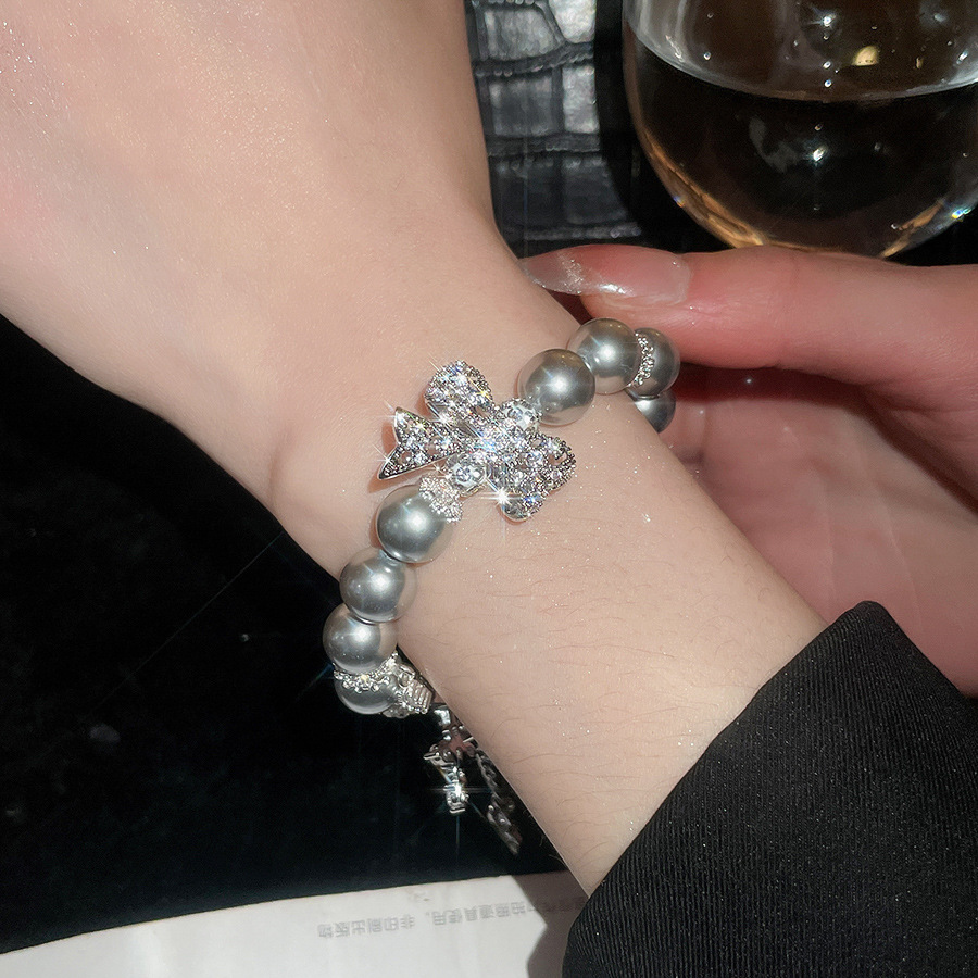 Zircon Bowknot Cross Pearl Light Luxury High-end Feel Bracelet Small Niche Temperament Versatile Jewelry for Women - view 4
