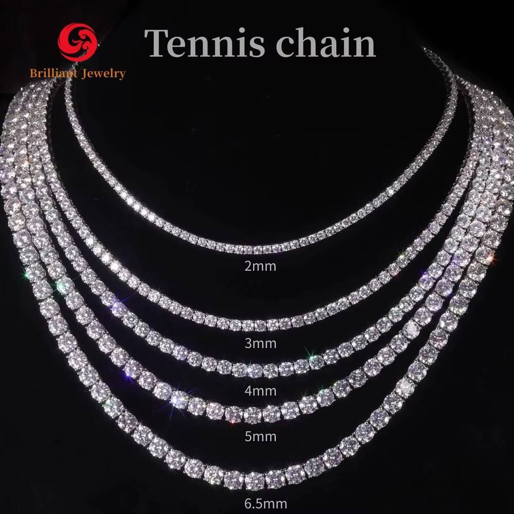 Wholesale Hip Hop 925 Silver Gold Plated VVS Moissanite Diamond Tennis Chain Custom Tennis Chain Necklaces Bracelet