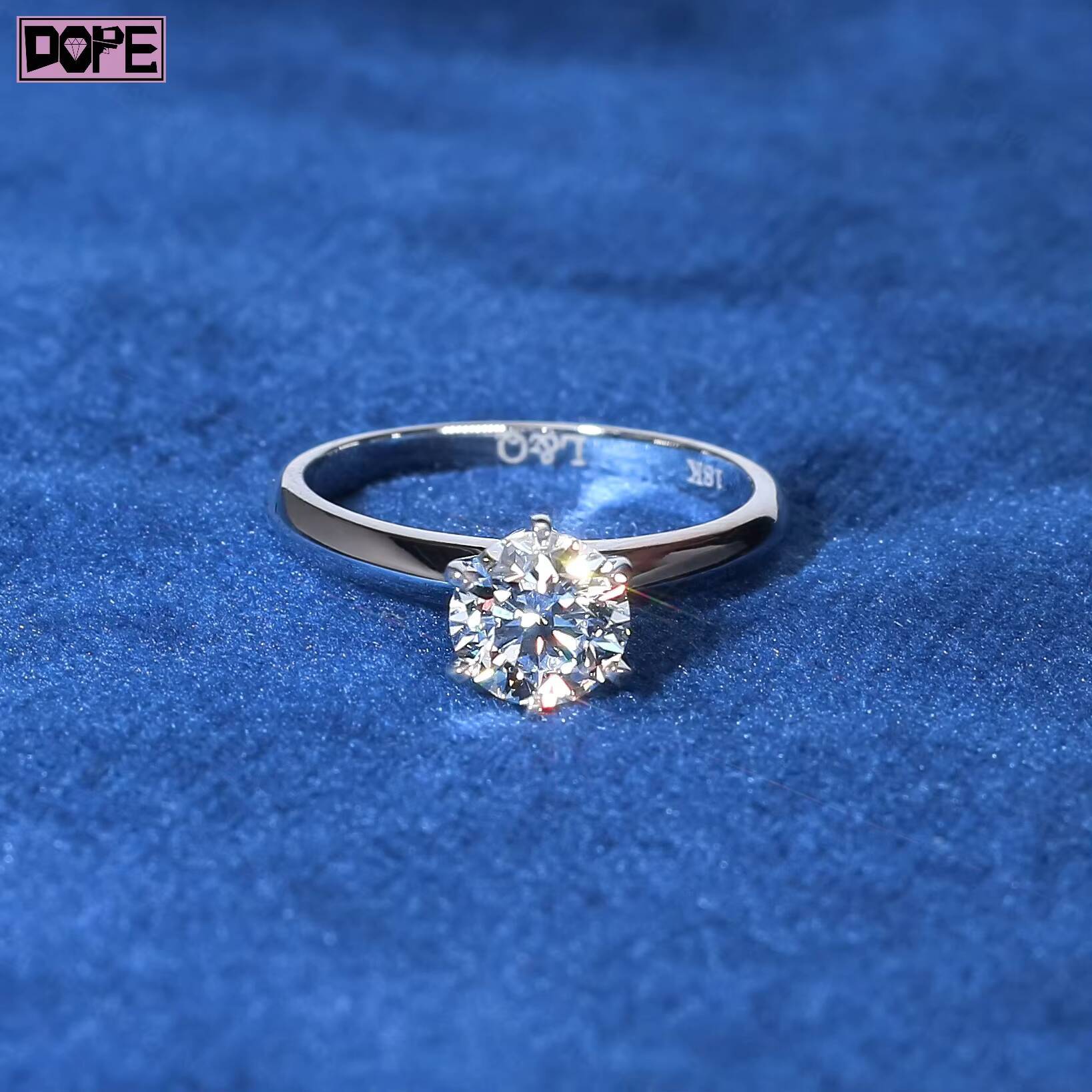 Classic Moissanite Ring Solitaire Women 1CT VVS 14K Gold Prongs Setting Wedding Engagement Ring