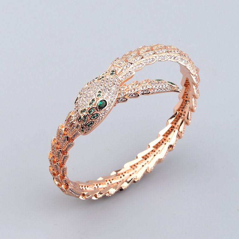 Bracelet Ring Jewelry Gold-Plated Copper Snake With Diamonds Bracelet Ring Personalized Creative Jewelry Bracelet Ring Wholesale