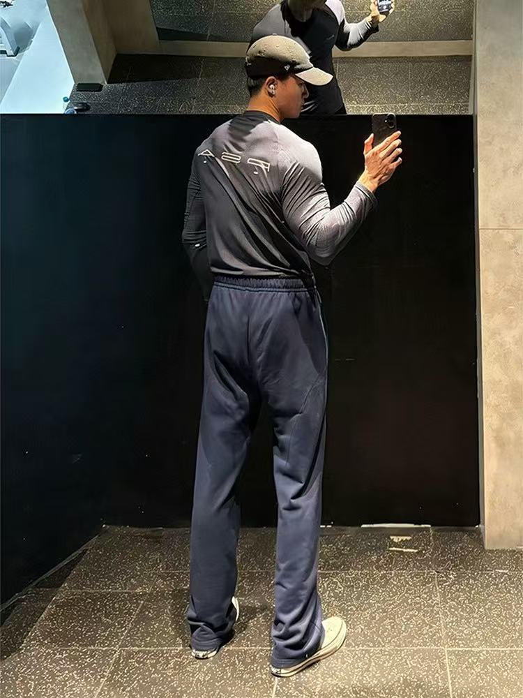 Men's sporty casual sweatpants, loose straight-leg flared pants for autumn and winter