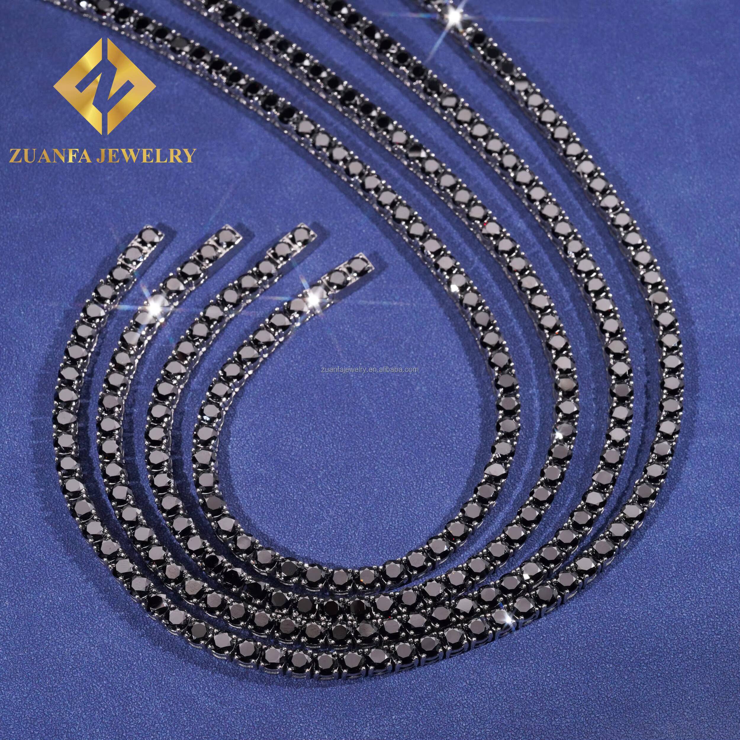 Cheap Price Fashion Tennis Chain Hip Hop 316L Stainless Steel 4MM 5MM Black Moissanite Tennis Chain Necklace Bracelet
