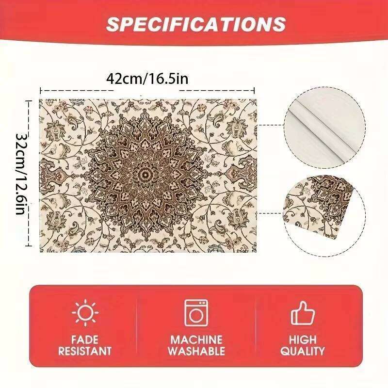Bohemian Linen Place Mat Set for Dining Kitchen Restaurant Coffee Table Holiday Decor Waterproof Mats Living Room Bedroom Bathroom Use