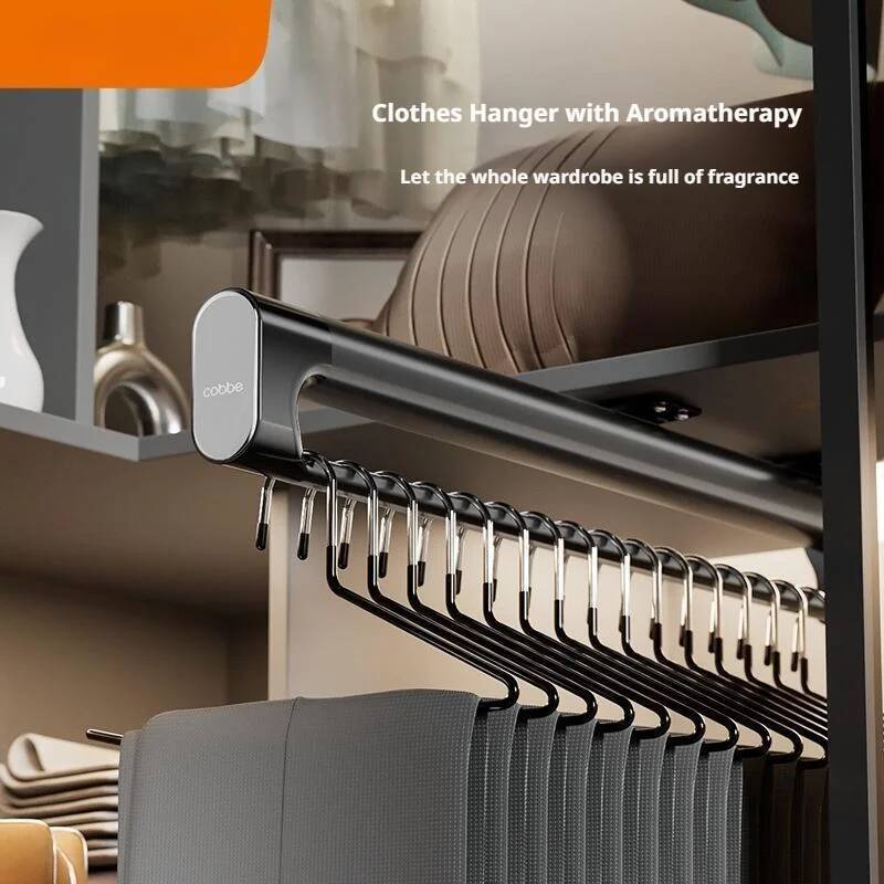 Retractable Closet Pull Out Wardrobe Trousers Clothes Hanger Top-mounted Damping Slide Rail Valet Rod Pull-out Rack ddmysept