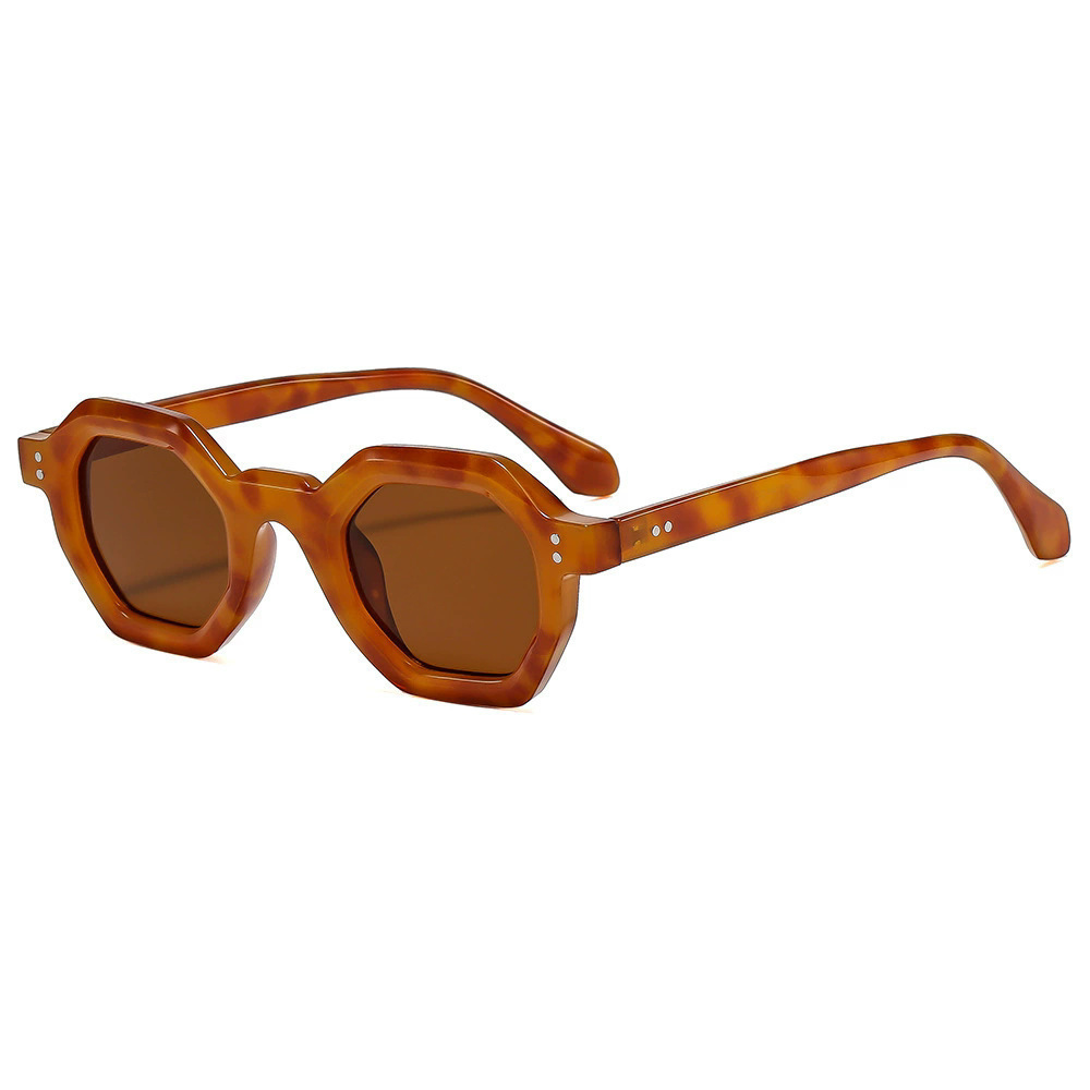 New style polygonal sunglasses for women, European and American cross border trendy sunscreen sunglasses, high end concave style glasses for men