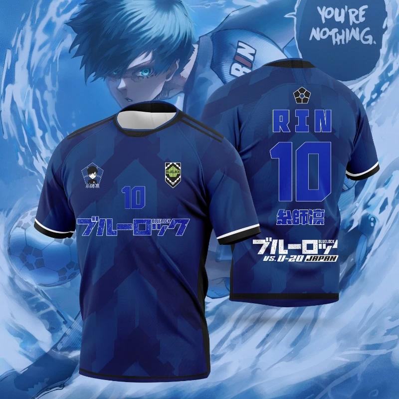 The Latest Japanese Anime Blue Lock Rin Itoshi and Sae Jersey Men's and Women's Casual T-shirts for Summer and Autumn 2025