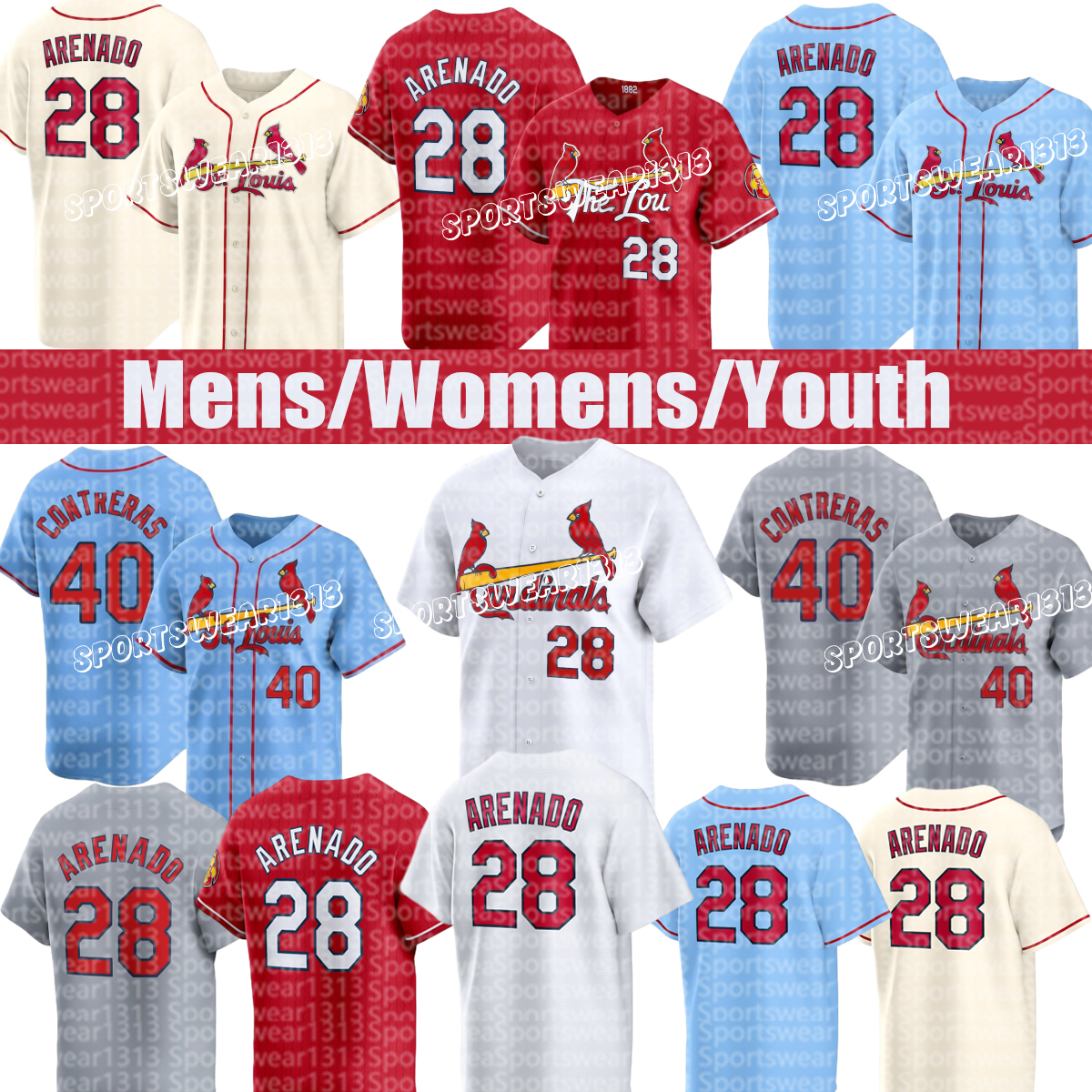 St. Louiscity CardinalsJersey Cardinal Jersey #28 Arenado #40 Contreras #21 Nootbaar #16 Gorman #18 Walker Baseball Jerseys