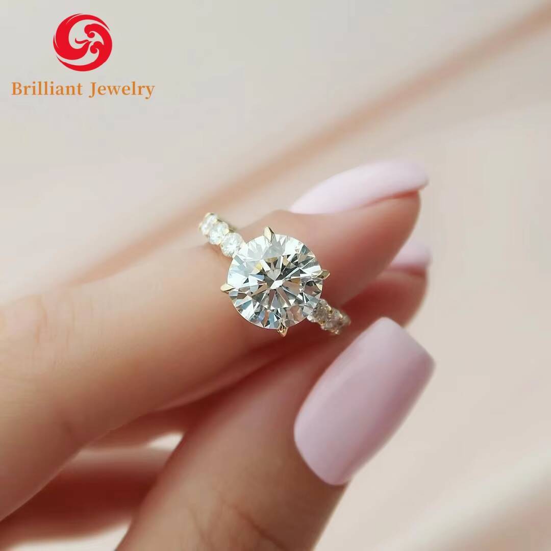 Fine Rings IGI Certified CVD HTHP Lab Grown Diamond D VS1 Round Cut 1-3CT 18K 14K Yellow Gold Wedding Engagement Ring