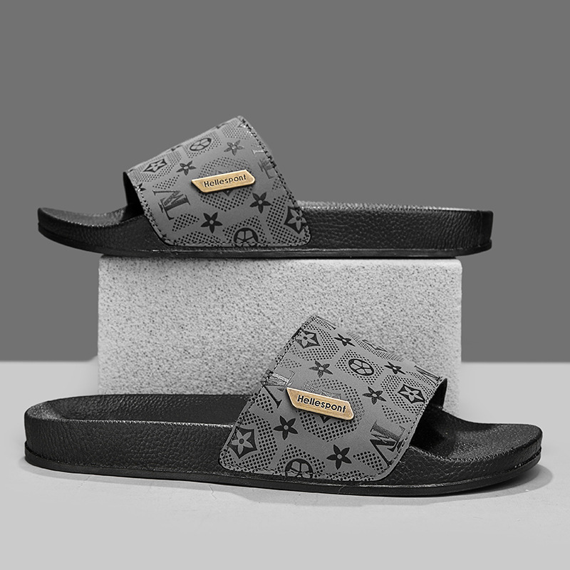 Free shipping Leather Slippers with a single drag on the beach light luxury slip resistant plus size 38-47