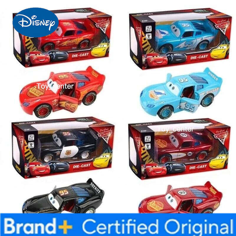 Disney Pixar Cars 1:32 Lightning McQueen Alloy Diecast Car With Light And Sound Rear Wheel Return Force Toys Kids Birthday Gifts H260113