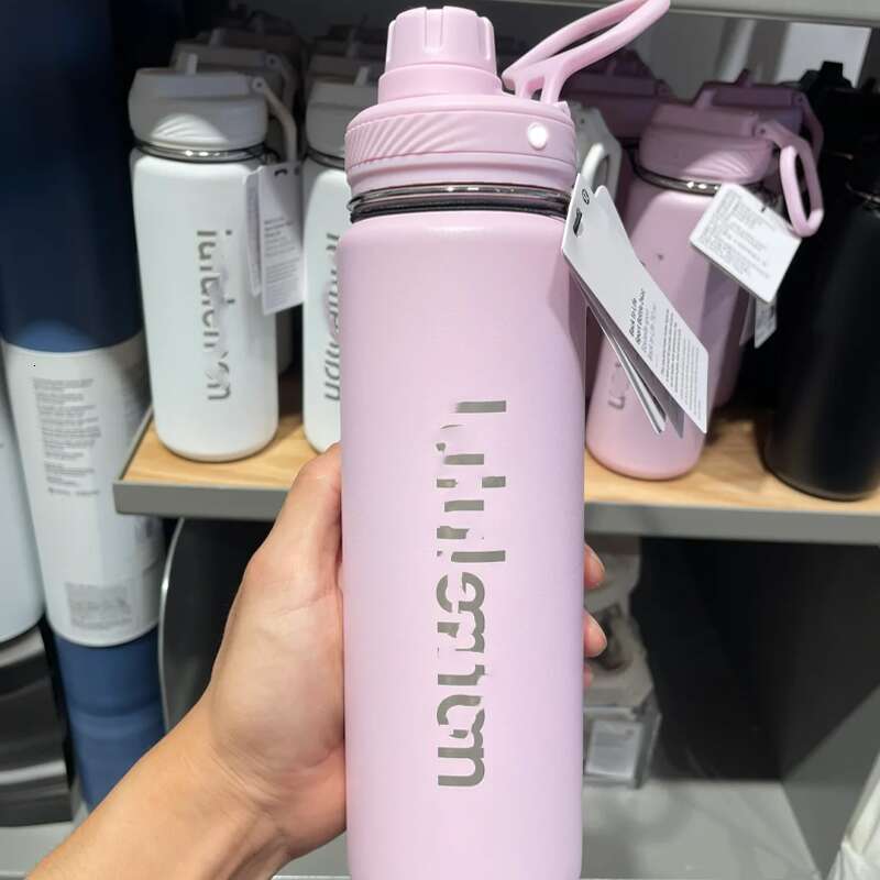 Yoga Bottles 10A luluity lemonic Bottles Sports Water 304 Simple Pure Color Insulated Tumbler Mug Cups Lid Thermal Insulation Gift luluity lemonic Cup men women zd