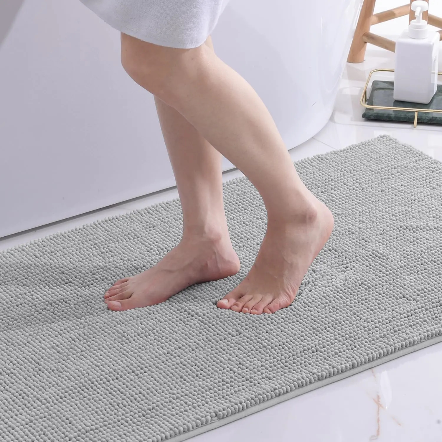 Homaxy Chenille Plain Shorthair Melt Adhesive Material Mat Indoor Non Slip Bathroom Mat Dirt Absorbent Mat Absorbs Water 260112 - view 3