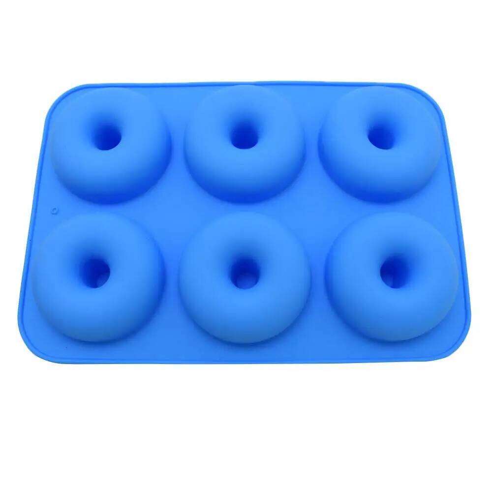 Home Kitchen Baking Tool Heat Resistant Silicone Donut Mold for 6 Doughnuts, Non Stick Food Grade Bagels Pan, Mini Cupcake Mould for Living Room Dinin