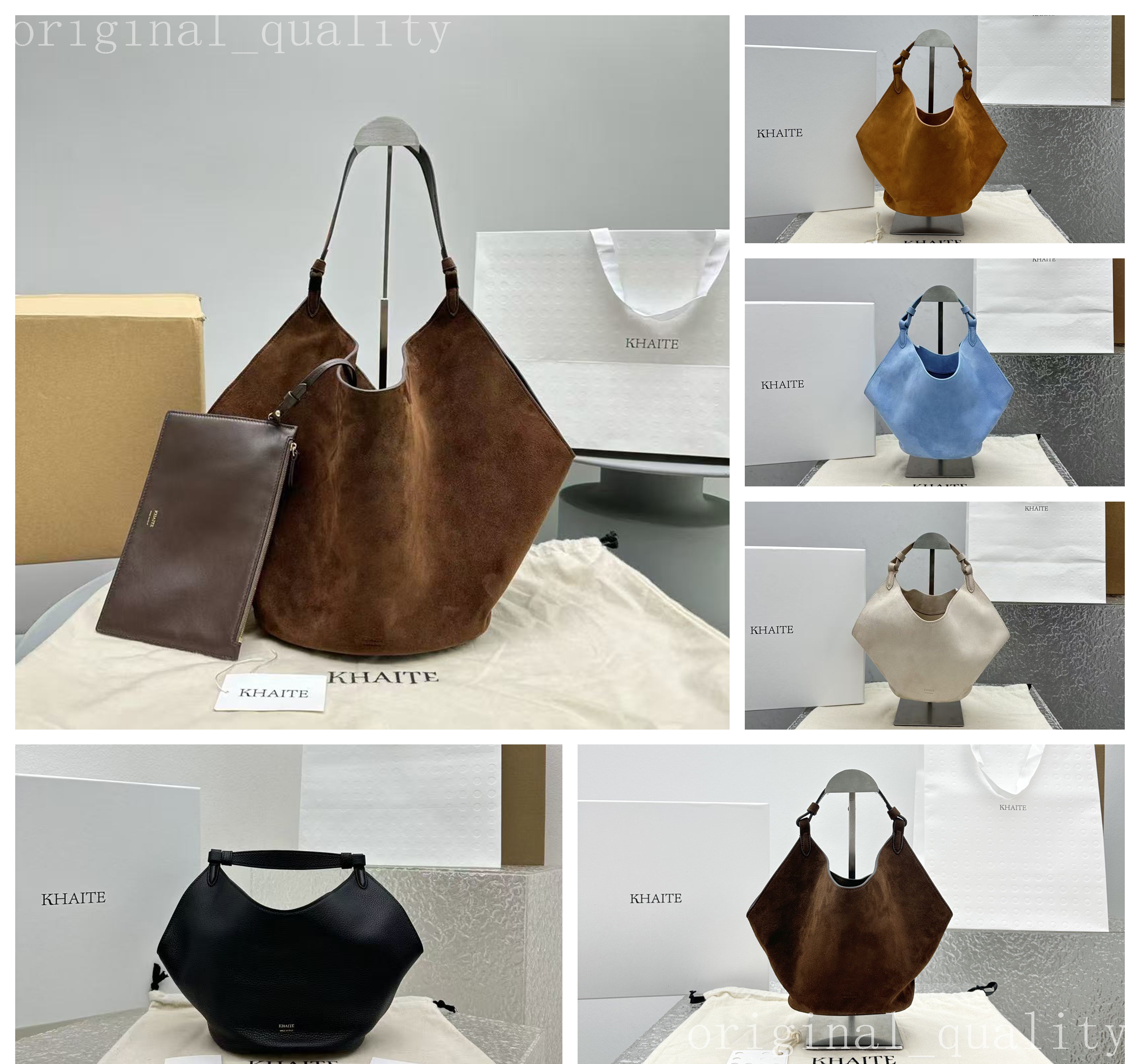 10A quality Designer Bag Khaite Lotus Tote Large capacity Shoulder tote Bag Casual hobo Handbag Suede Leather Women's Single Shoulder bag Bucket bag