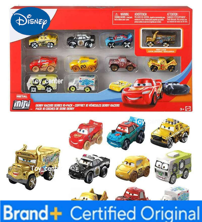 Disney 10pcs Original Pixar Cars 3 Mini Diecasts Toy Vehicles Golden School Bus Miss Fritter Lightning McQueen Metal Car Toys H260113