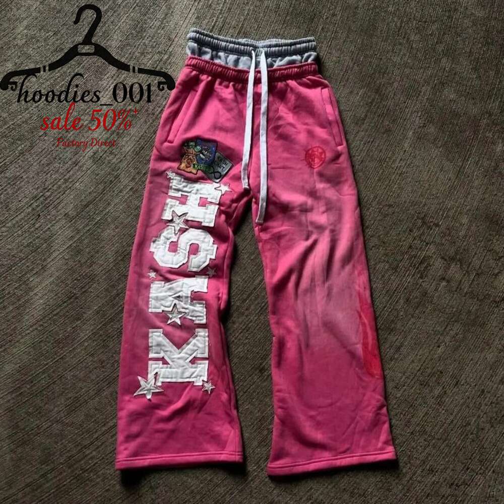 Men's Clothing Pants American Letter Patch Retro Double Layer Baggy Sweatpants Hip Hop Street Style Gothic Elastic Waist Jogging Casual Printed J