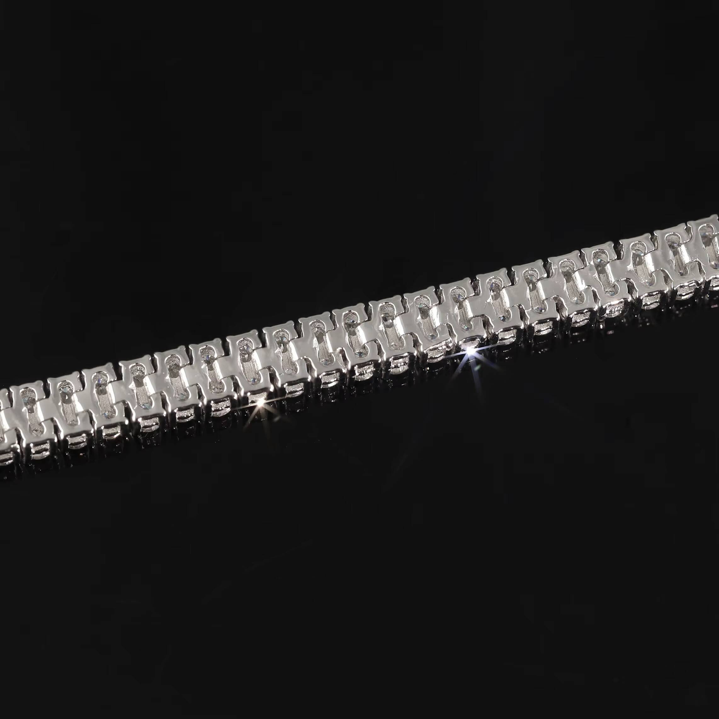 Abiding New 2 Row Round Tennis Bracelet Iced Out 10K 14K White Gold Double Row 26mm 65IN VVS Moissanite Tennis Bracelet