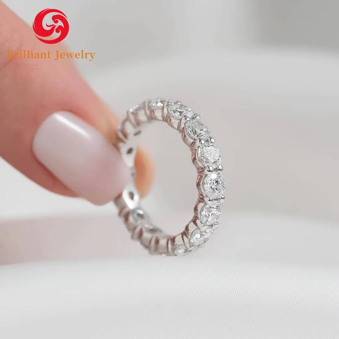 IGI Certified 18K Gold 3mm High Quality Iced Eternity Engagement Ring 01ct Lab Grown Diamond with D VVS VS Clarity