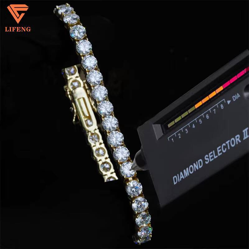 2mm 3mm 4mm 5mm VVS Moissanite Tennis Chain 925 Sterling Silver White Gold Plated Women Men Jewelry Diamond Bracelet Necklace