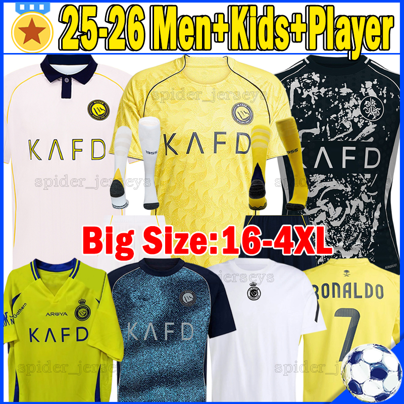 XXXL 4XL 25 26 Al Nassr FC soccer Jerseys JOAO FELIX 2025 2026 MANE COMAN BROZOVIC ANGELO AYMAN ALKHAIBARI.A I.MARTINEZ Player Version Football Shirts Men Kids Kits Sets