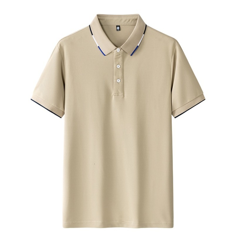 Ice Silk Men's Summer Trend Solid Color Cultural Top Business Short Sleeve T-Shirt Polo Shirt Workwear