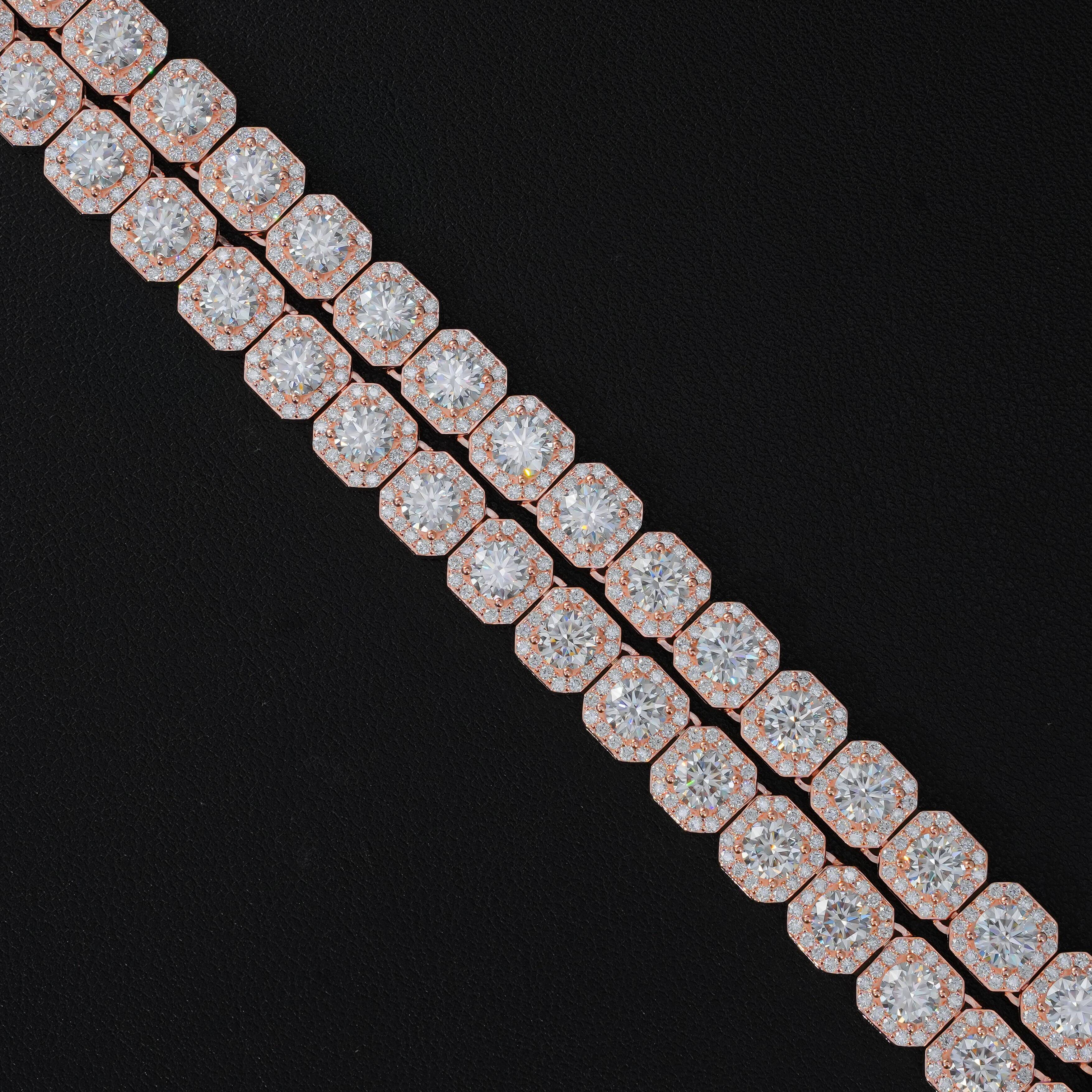 Clustered Iced Out Big D VVS 10mm Moissanite Tennis Necklace 925 Sterling Silver Elegant Tennis Chain