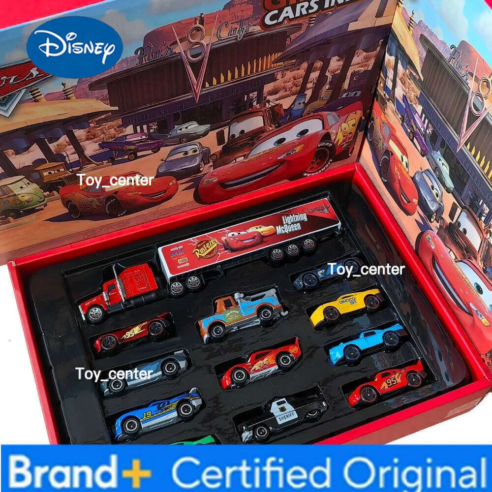 Disney HOT Selling 12Pcs Pixar Cars Gift Box Metal Diecast lightning McQueen Car Model Toy Jackson Uncle Truck Boy Birthday Toys H26011311