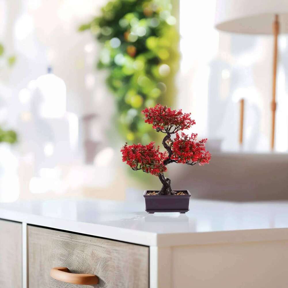 Fake Greenery Plant Artificial Potted Flowers Faux Plants Tree Simulation Guest Garden Table Decor 26H0113