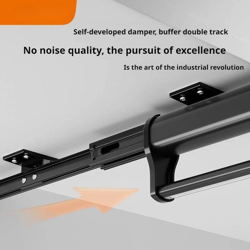 Retractable Closet Pull Out Wardrobe Trousers Clothes Hanger Top-mounted Damping Slide Rail Valet Rod Pull-out Rack ddmysept