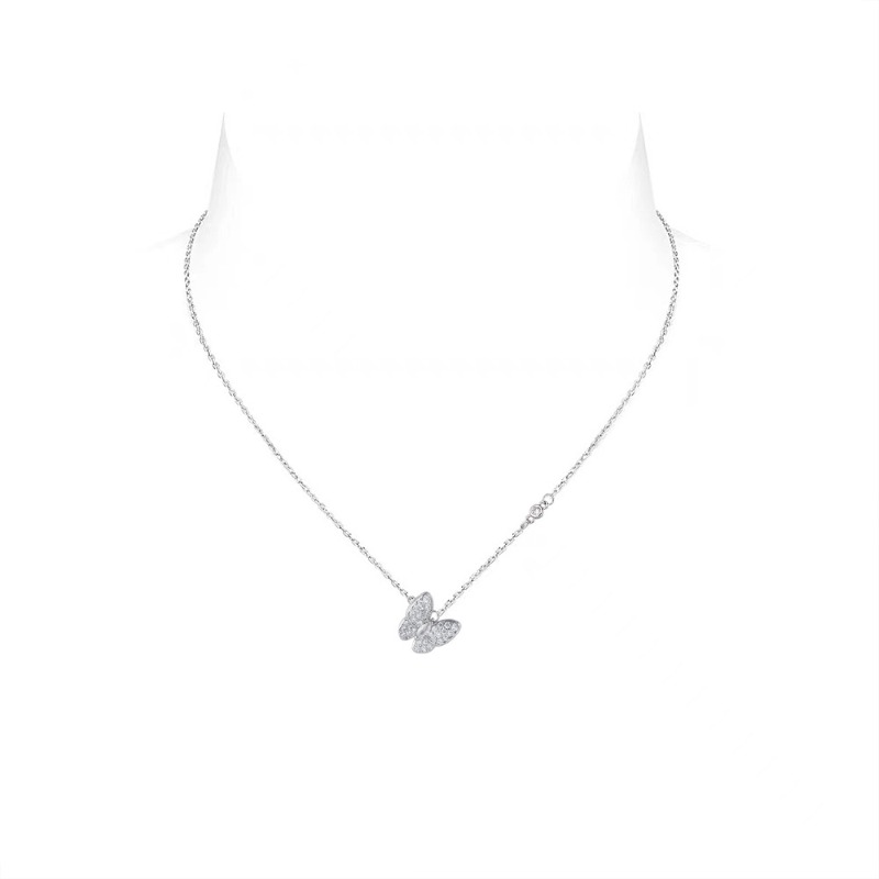 Women's White Mother of Pearl Butterfly Necklace Luxury Trendy Cubic Zirconia Collarbone Chain Elegant Daily Wear Gift for Girlfriend