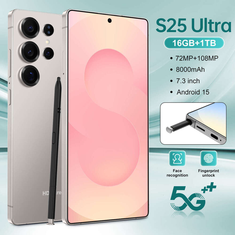Famous brand cross-border new product S25 Ultra built-in pen Android phone 7.3-inch all-in-one machine 16+1T perforated screen in stock CKS