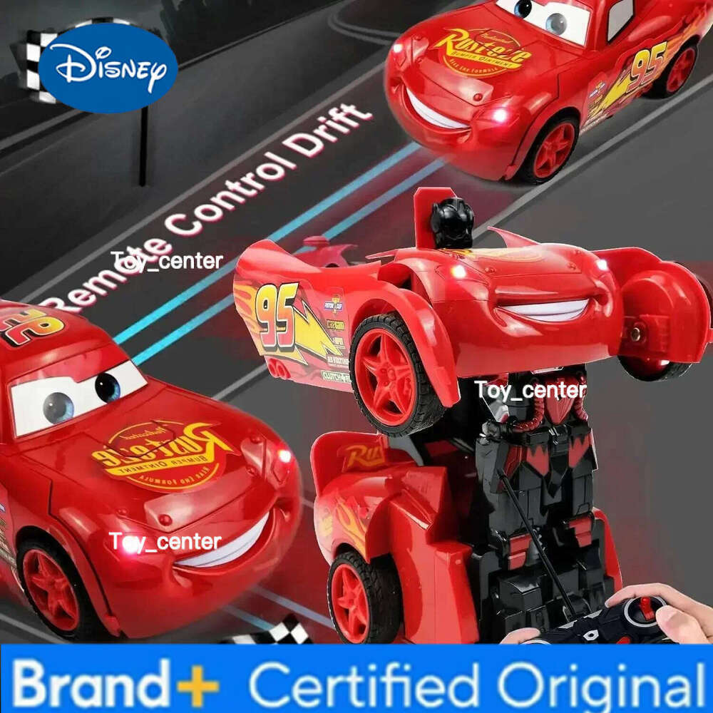 Disney 2in1 Lightning Mcqueen Remote Control Transform Robot Rc Deformation Car Anime Model One Button High Speed Kids Toys H260113