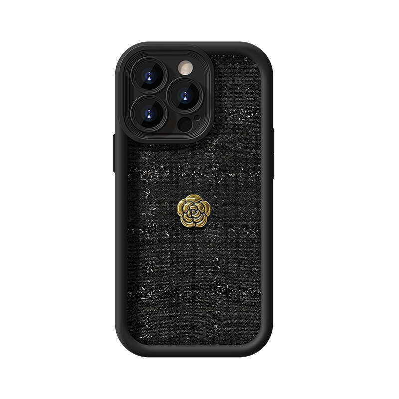 Phone case for iPhone 3D Camellia Bracelet Compatible with Apple 16 Plush Fabric Phone Case 15 Pro14 Precision Hole Shockproof 13/12
