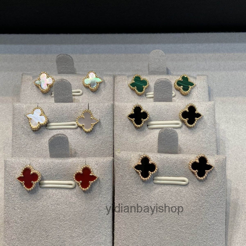 designer vanly cleef for women Four-leaf Clover Earrings Mini Earrings Natural Mother-of-Pearl Thick Electroplated 18k Earrings