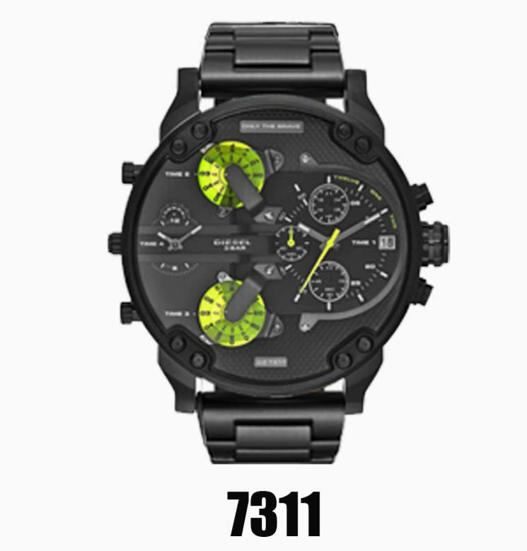 All the crime Big Dial Sport DZWatch 50mm men quartz Movement classic Casual Clock stainless steel watch steel leather strap