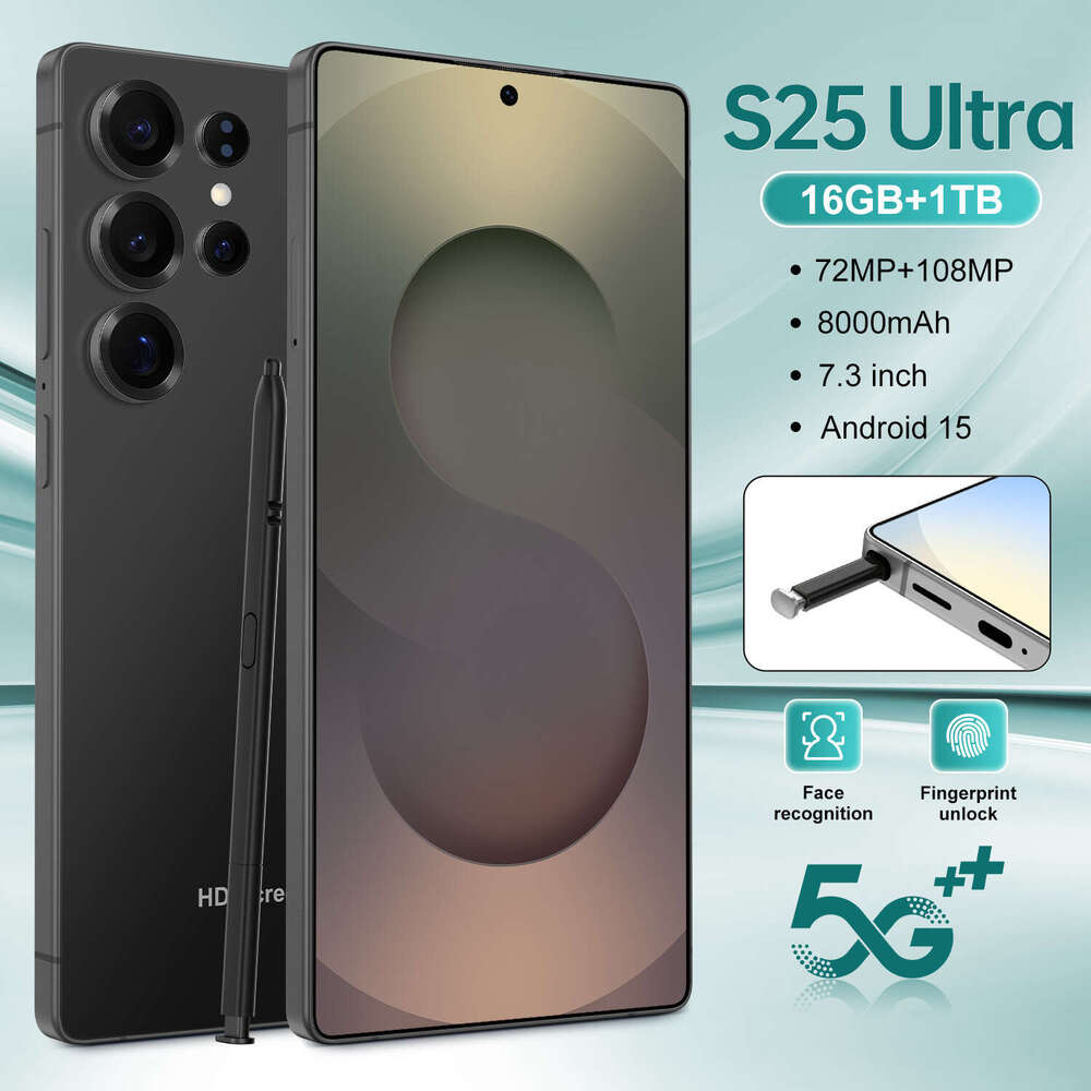 Famous brand cross-border new product S25 Ultra built-in pen Android phone 7.3-inch all-in-one machine 16+1T perforated screen in stock CKS