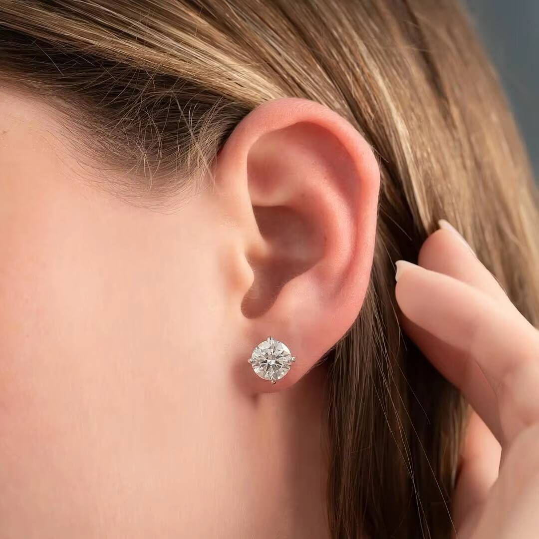 Pass Diamond Tester 65mm 1ct VVS1 Hip Hop Earring Stud Classic 4 Prong 14K 18K Gold GRA Moissanite Stud Earrings