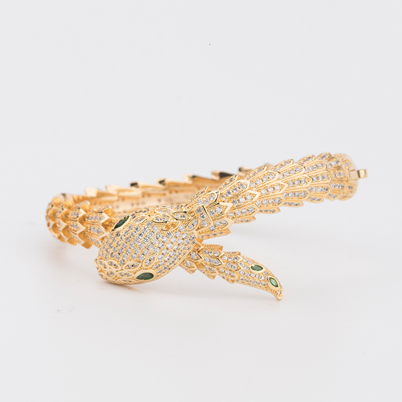 Bracelet Ring Jewelry Gold-Plated Copper Snake With Diamonds Bracelet Ring Personalized Creative Jewelry Bracelet Ring Wholesale