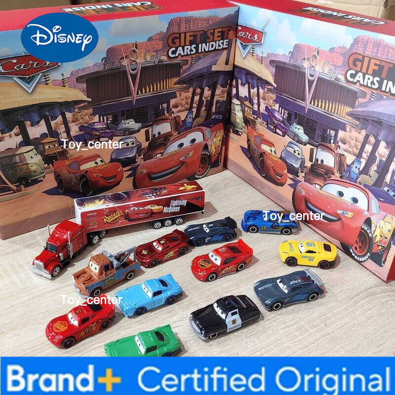 Disney 2026 HOT 12Pcs Pixar Cars Gift Box Metal Diecast lightning McQueen Car Model Toy Jackson Uncle Truck Boy Birthday Toys H2601131
