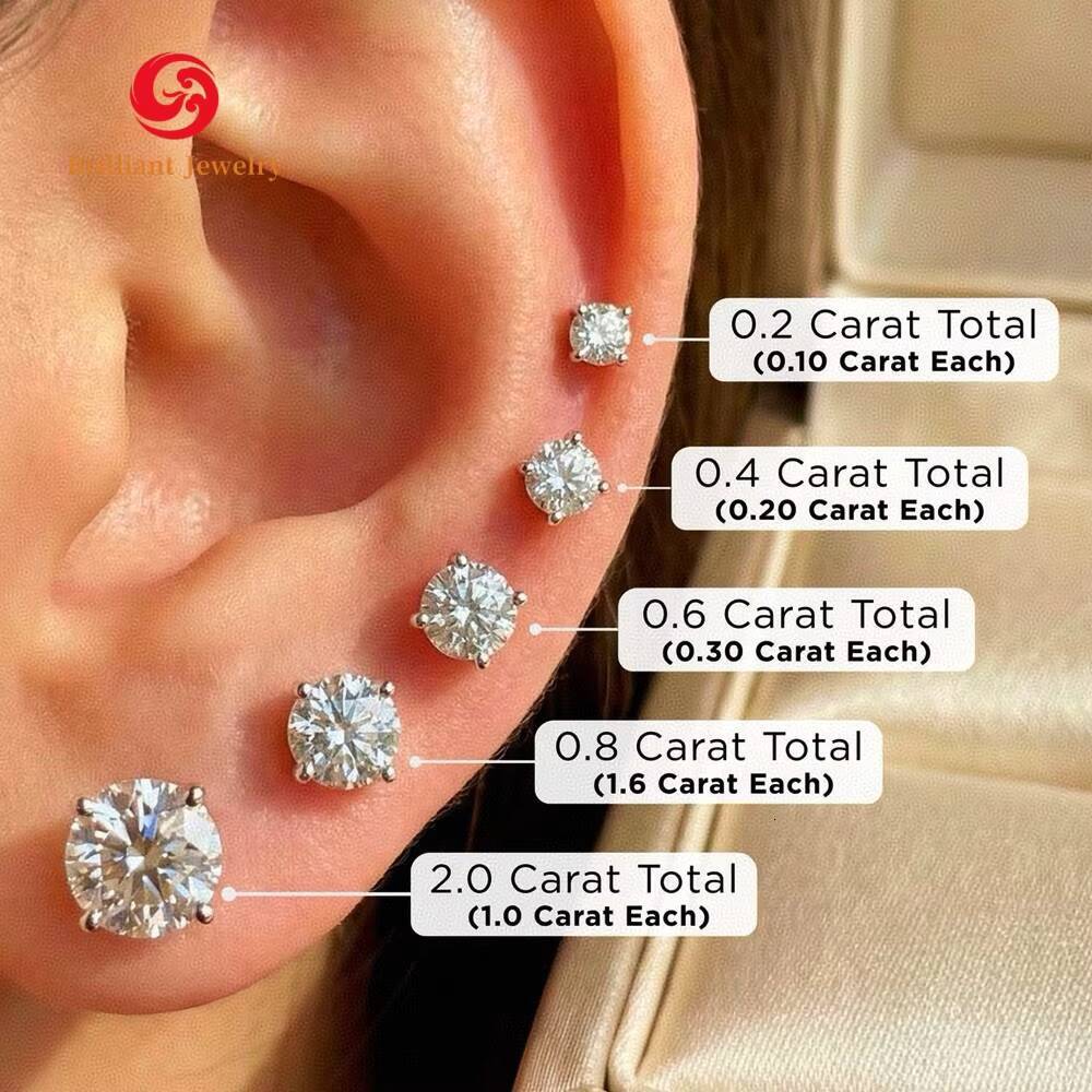 Luxury Diamonds Earring Studs 14k Solid Gold Lab Grown 4 Prong Diamond Earrings for Women VS1 Clarity IGI Certified